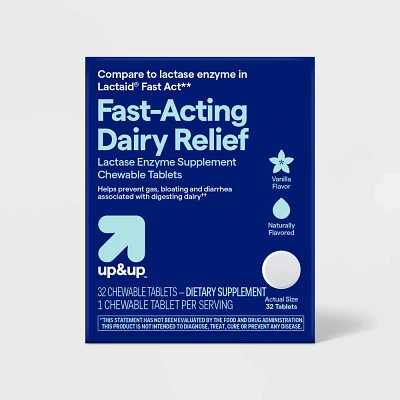 Fast-Acting Lactase Dairy Digestive Supplement Chewable Tablets - Vanilla - 32ct - up&up