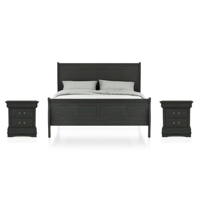 3pc Queen Sliver Sleigh Bed with 2 Nightstands Gray - HOMES: Inside + Out