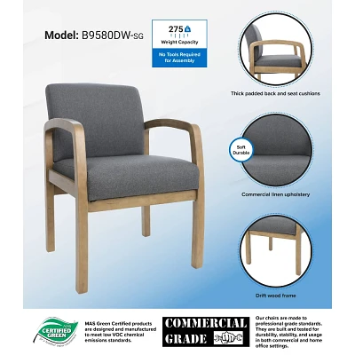 Guest Chair with Arm Gray - Boss Office Products