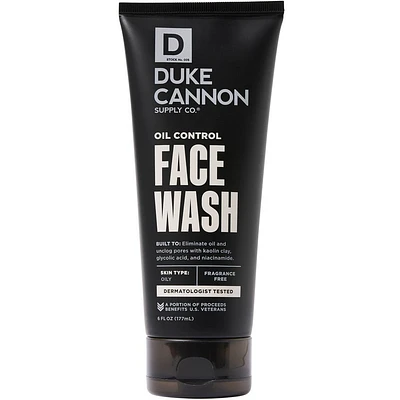 Duke Cannon Oil Control Face Wash - Shine-Reducing Facial Cleanser for Men - 6 fl. Oz