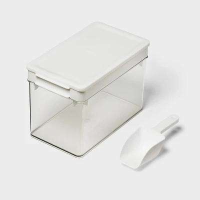 Ice Cube Tray with Lid Bin and Scoop White - Brightroom