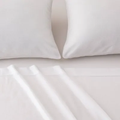 Queen Solid Fleece Sheet Set White - Isla Jade: Polyester Sateen, Includes 2 Pillowcases & 1 Flat Sheet