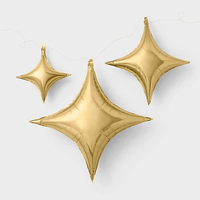 3ct Gold Quadrangle Star Shaped Foil Balloons - Spritz