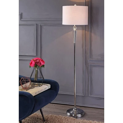 59.5 Crystal Reese Floor Lamp (Includes LED Light Bulb) Silver - JONATHAN Y: Modern Standing Lamp with Linen Shade