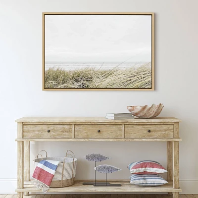 23 x 33 Sylvie East Beach Framed Canvas by Amy Peterson Natural - Kate & Laurel All Things Decor: Coastal Wall Display, Nature Scene