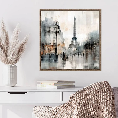 Amanti Art 22x22 Graphic City II Paris by Irena Orlov Framed Canvas Wall Art Print: Polystyrene Frame, Lithograph Medium