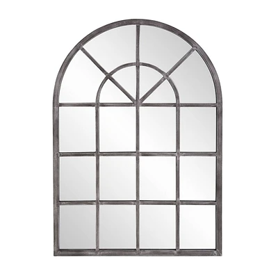 Howard Elliott 49x29 Metal Arched Windowpane Wall Mirror Antique Silver