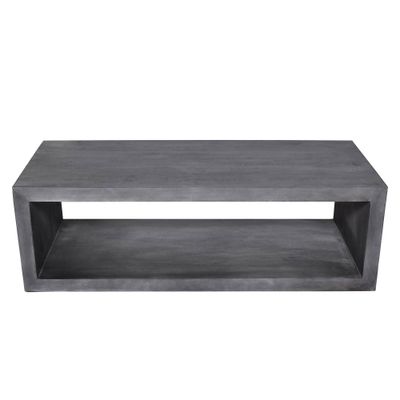 58 Cube Shape Mango Wood Coffee Table with Open Bottom Shelf Gray - The Urban Port