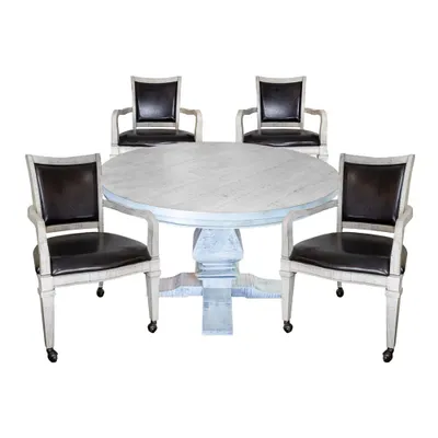 Hathaway Montecito Dining and Poker Table Set with Four Chairs - Driftwood