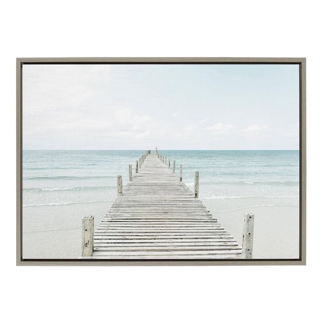 Sylvie Wooden Pier Framed Canvas by Amy Peterson Gray - Kate and Laurel: Coastal Serenity Wall Decor