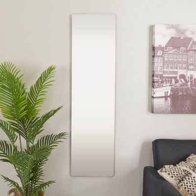 59 x 16 Metal Frameless Wall Mirror Silver - CosmoLiving by Cosmopolitan: Modern Rectangular, No Assembly Required