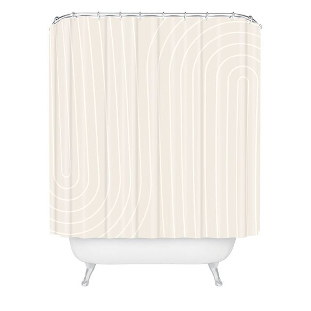 Colour Poems Minimal Line Curvature Shower Curtain - Deny Designs: Long