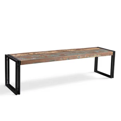 71 Old Reclaimed Wood Bench with Iron Legs - Timbergirl