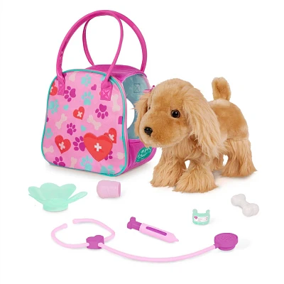 Pucci Pups 9.5 Vet Toys Plush Cocker Spaniel & Vet Carrier Playset