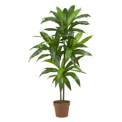 3.5ft Artificial Dracaena Silk Plant in Pot - Nearly Natural: Faux Floor Plant for Indoor Decor, Polyester & Plastic