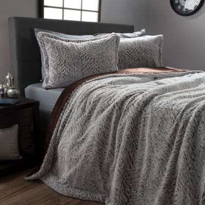 3pc Mink Faux Fur Comforter Set