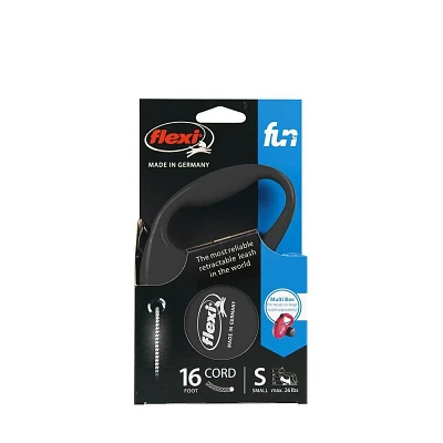 Flexi Fun Retractable 16ft Dog Leash - Black - S - 18 to 26lbs