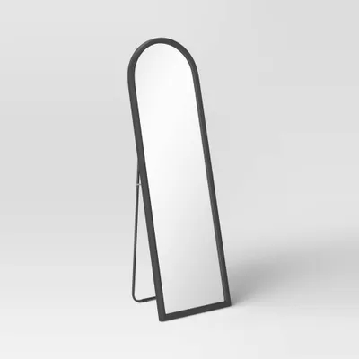 20x65 Arch Floor Mirror Black - Threshold: Easel Back, Modern Polystyrene Frame