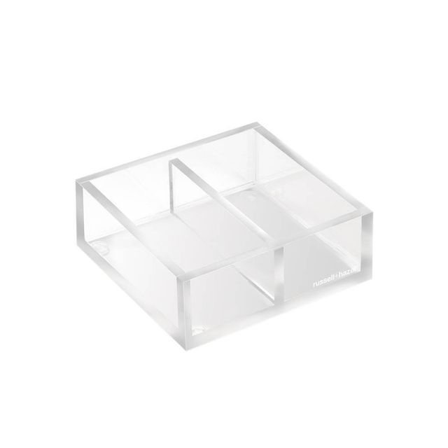 RUSSELL + HAZEL Acrylic Twin Bloc: Clear Desk Organizer & Holder, Acrylic Desk Tool Holder, 4.5 x 4.5 x 2