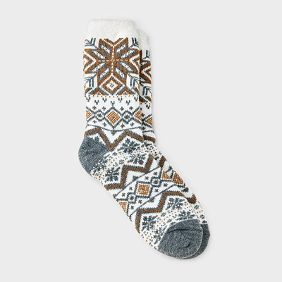 Women Snowflake Geo Double Lined Cozy Crew Sock