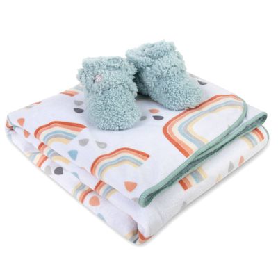 Fisher-Price In The Clouds Faux Shearling Lined Blanket and Plush Booties