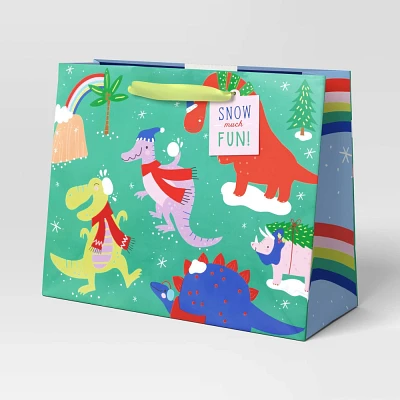 Dinosaurs Large Vogue Christmas Gift Bag Green - Wondershop