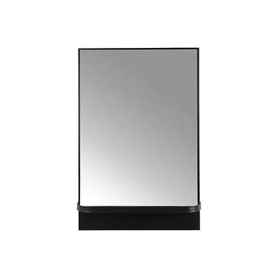 Storied Home Modern Metal Framed Wall Mirror with Shelf Matte Black: Iron Frame, 30 High, No Assembly Required