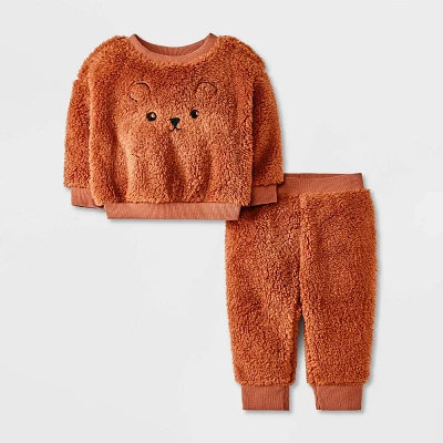 Baby Bear Shearling Top & Bottom Set