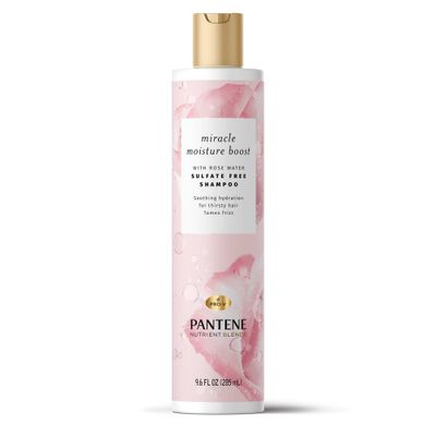 Pantene Sulfate Free Rose Water Shampoo with Miracle Moisture Boost for Dry Hair, Nutrient Blends - 9.6 fl oz