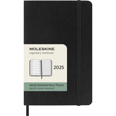 Moleskine 2025 Weekly/Monthly Planner 3.5x5.5 Pocket Softcover Black: Acid-Free Paper, Elastic Closure, Ribbon Marker