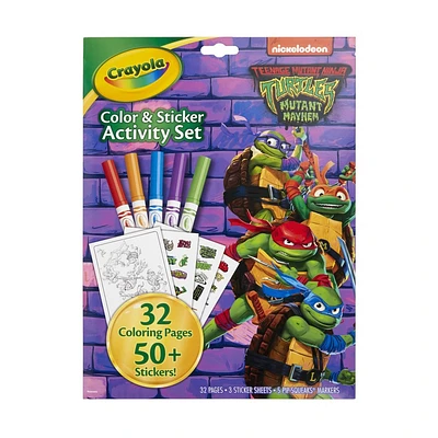 Crayola TMNT Color & Sticker Activity Set: Includes Coloring Sheets, Stickers, Markers, 32 Pages, Ages 3+