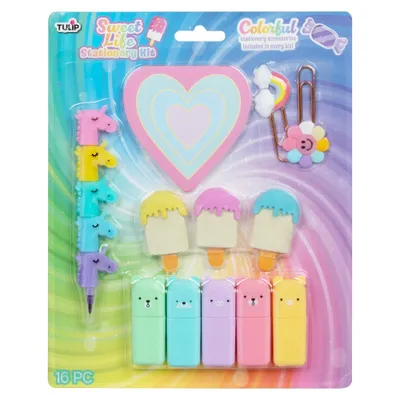 Tulip Color Rockin Raoinbow Stationary Kit Fun Unicorn Flower and Candy Stackable Markers