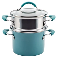 Rachael Ray 3 Quart Covered Multi-Pot Set with Steamer - Agave Blue