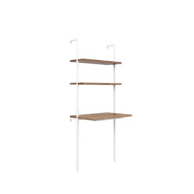 Theo Wall Shelf Rustic Matte Kids Desk Oak Brown/White - Nathan James: Ladder Shelf Wall Desk, Metal Frame, Particle Board