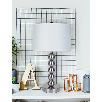 29 Modern Metal Table Lamp with Linen Shade, Stacked Balls - Ore International