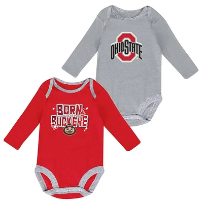 NCAA Ohio State Buckeyes Boys 2pk Long Sleeve Bodysuit