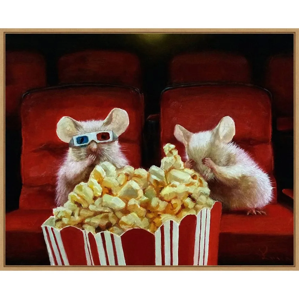 28 x 23 Movie Night II by Lucia Heffernan Framed Canvas Wall Art Print - Amanti Art