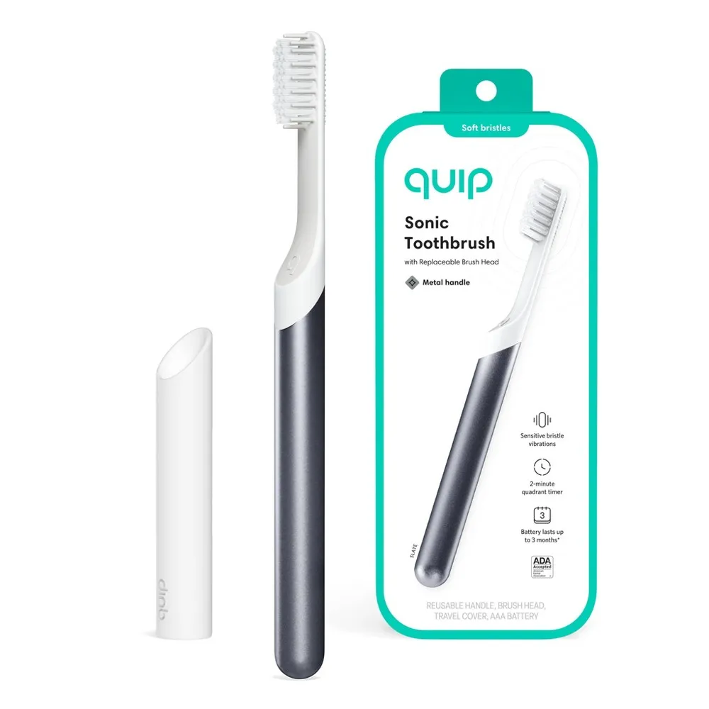 Quip Sonic Electric Toothbrush - Metal | Timer + Travel Case/Mount - Slate  | The Market Place