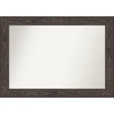 42 x 30 Non-Beveled Bridge Black Wood Wall Mirror - Amanti Art: Modern Rectangle, Includes Mounting Hardware