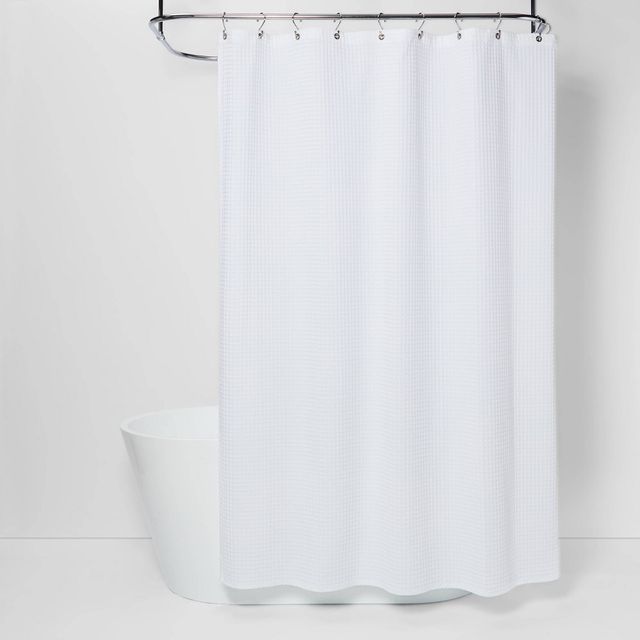 72x72 Waffle Weave Shower Curtain White - Threshold