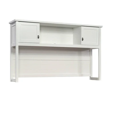 Sauder Cottage Road 66 Desk Hutch White: Bead Board Back, Storage Doors, Laminated Surface