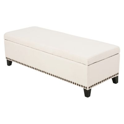 Isra Storage Ottoman - Beige - Christopher Knight Home: Studded, Upholstered, No Assembly Required