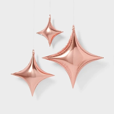 3ct Rose Gold Star Shaped Foil Balloons - Spritz