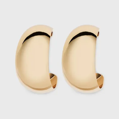 Thin Smooth Medium Hoop Earrings