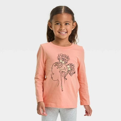 Toddler Girls Long Sleeve Silhouette Graphic T-Shirt