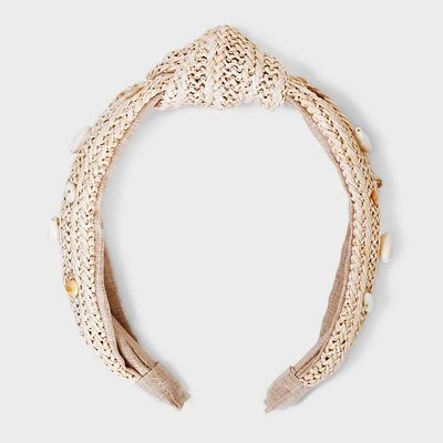 Straw/Linen Seashell Headband - A New Day Off-White