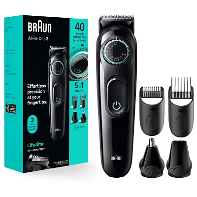 BRAUN ALL-IN-ONE STYLE KIT SERIES 3 AIO3450 MENS RECHARGEABLE 5-IN-1 EAR & NOSE, BEARD & HAIR TRIMMER