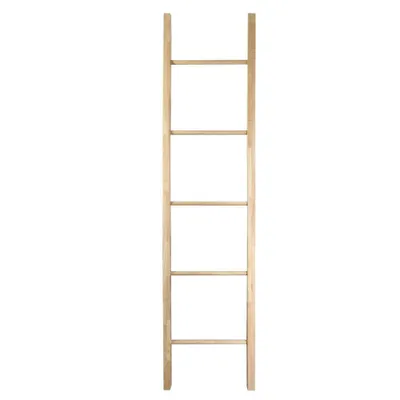 Decorative Ladder with Solid Hardwood  - Flora Home: 5 Rungs, Rubberwood Frame, No Assembly Required