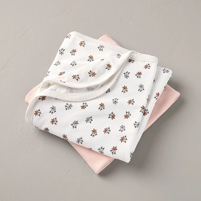 Floral & Dusty Pink Baby Swaddle Blankets 2pk - Hearth & Hand with Magnolia