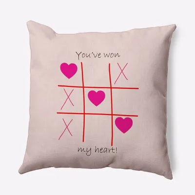 16x16 Valentines Day Youve Won My Heart Square Throw Pillow Pale Pink - e by design